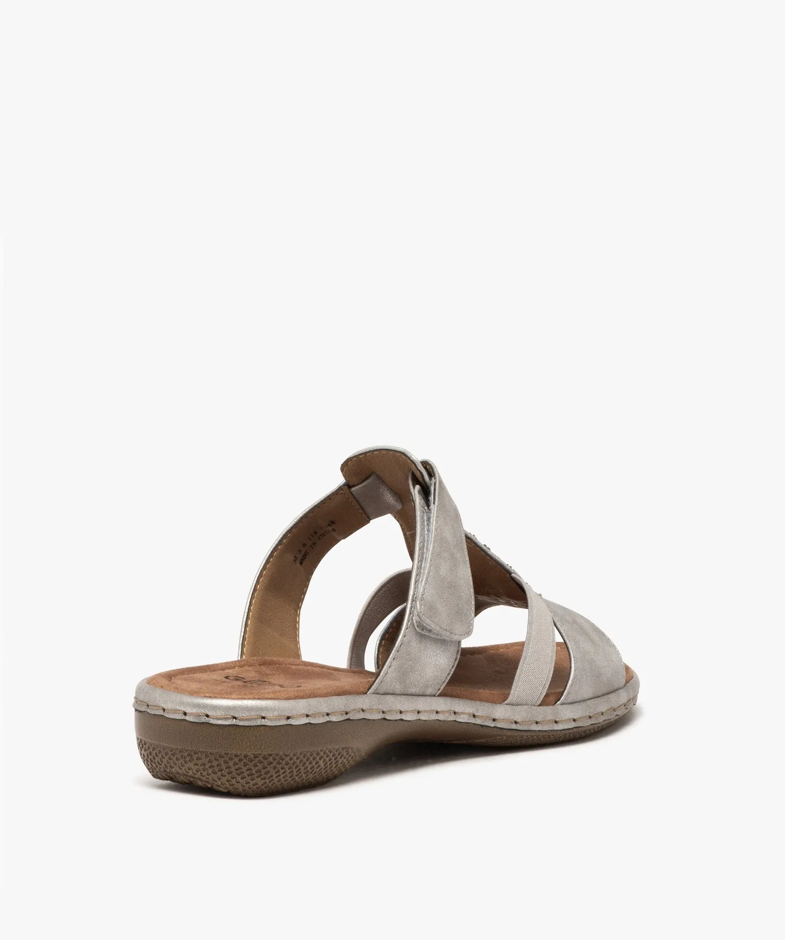 Mules femme confort à scratch dessus perles fantaisie argent