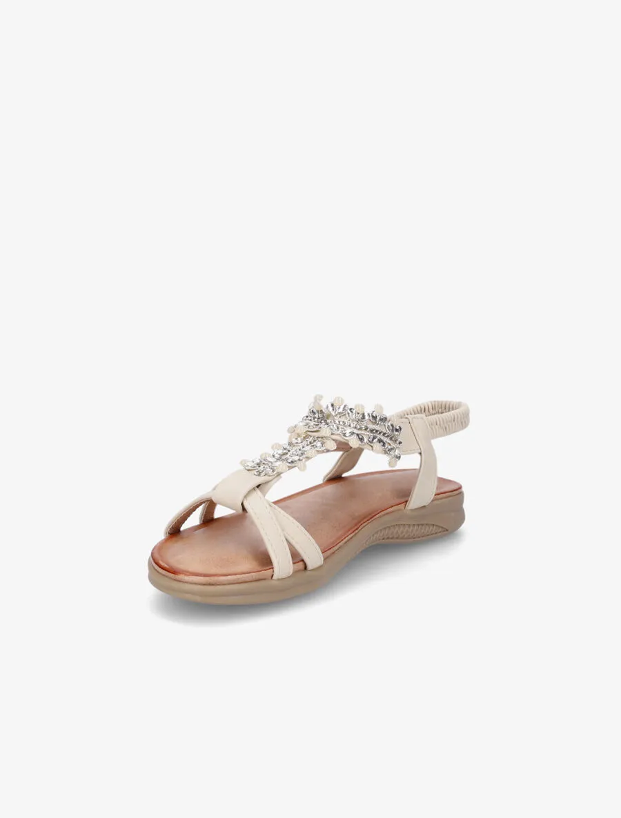 Nu-pieds en simili à perles - Beige