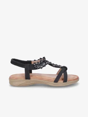 Nu-pieds en simili à perles - Noir