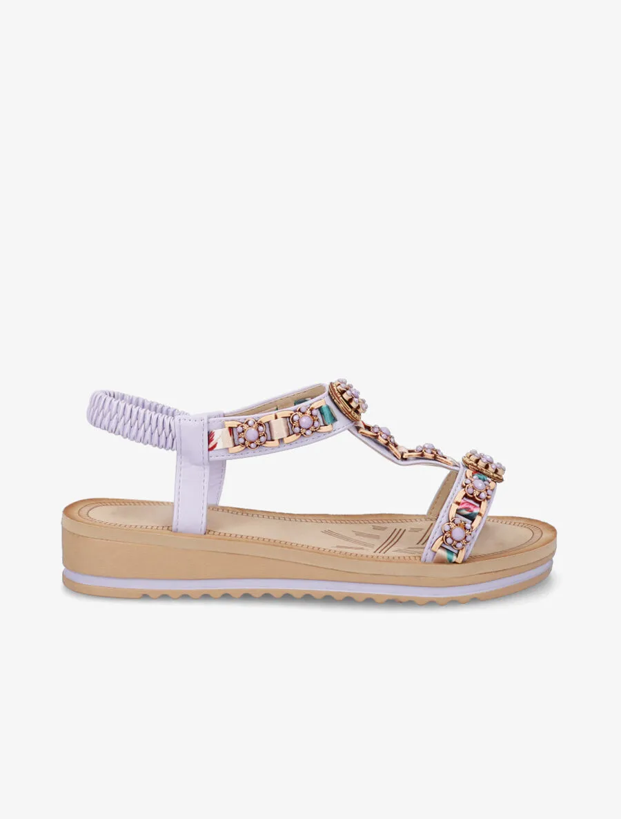 Nu-pieds fleurs en perles