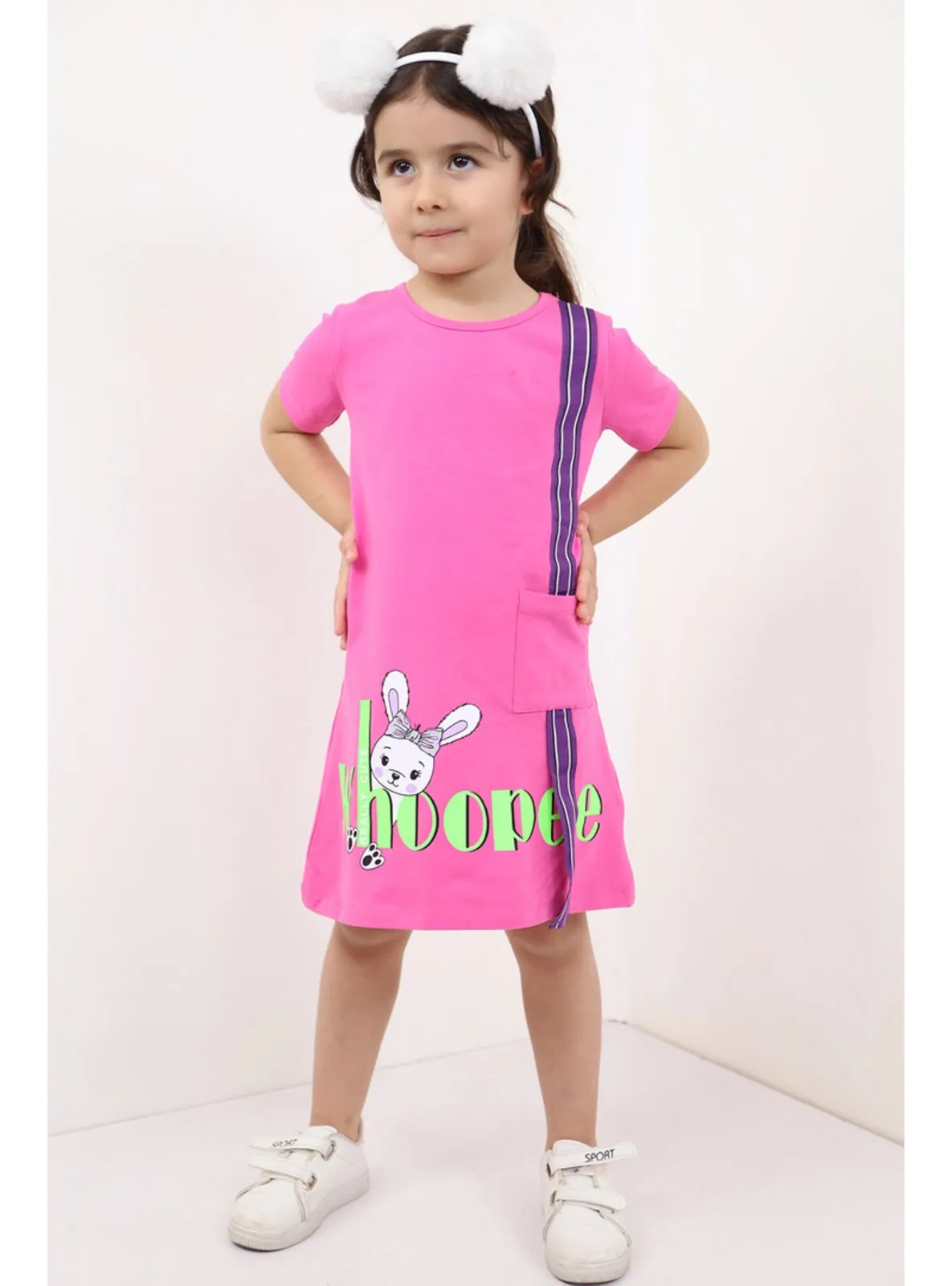 Orange - Powder Pink - Mint Green - Lilac - Fuchsia - Girls` Dress