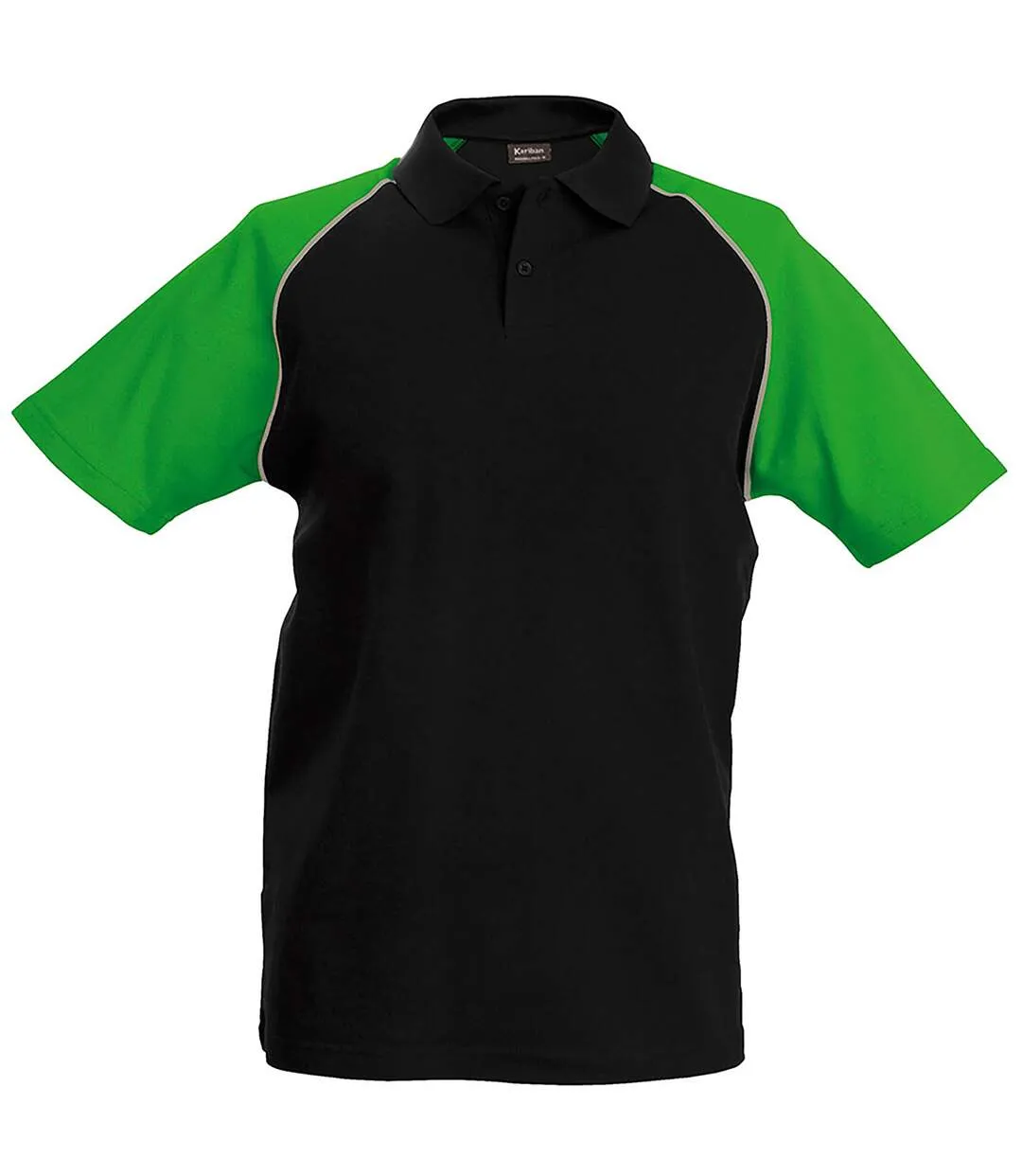 Polo de baseball à manches courtes homme noir/gris clair/vert Kariban