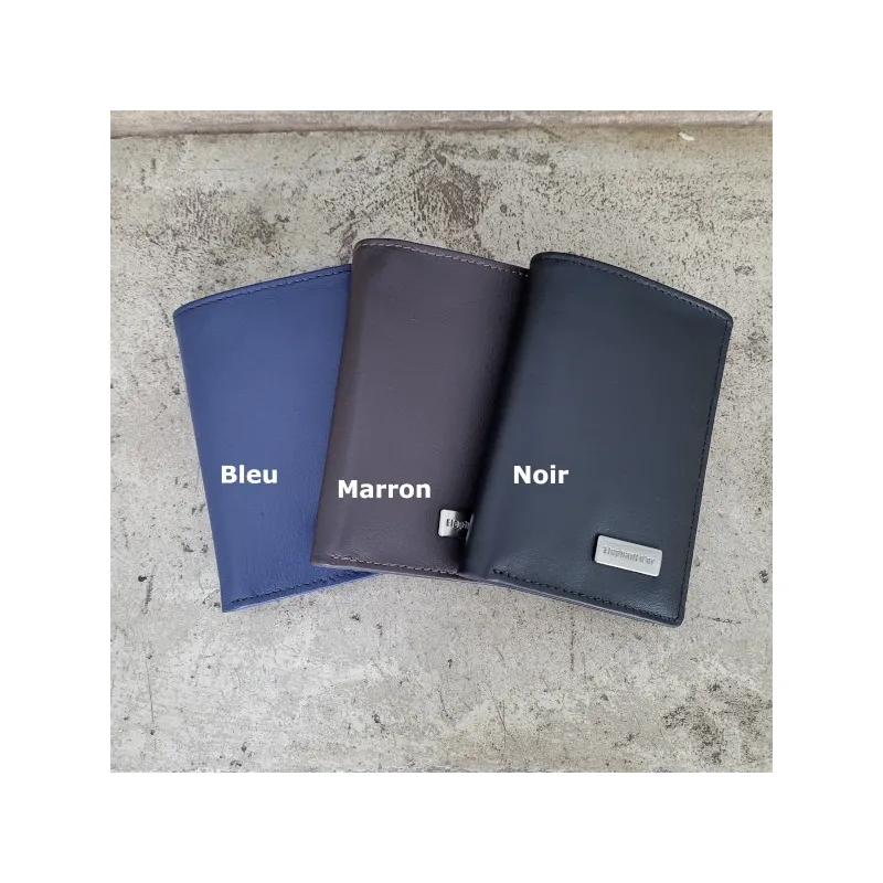Porte cartes pliable cuir pour homme, 7 cartes et billets, 3 couleurs 