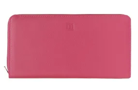 Porte monnaie/billet gd format cuir vachette fraise