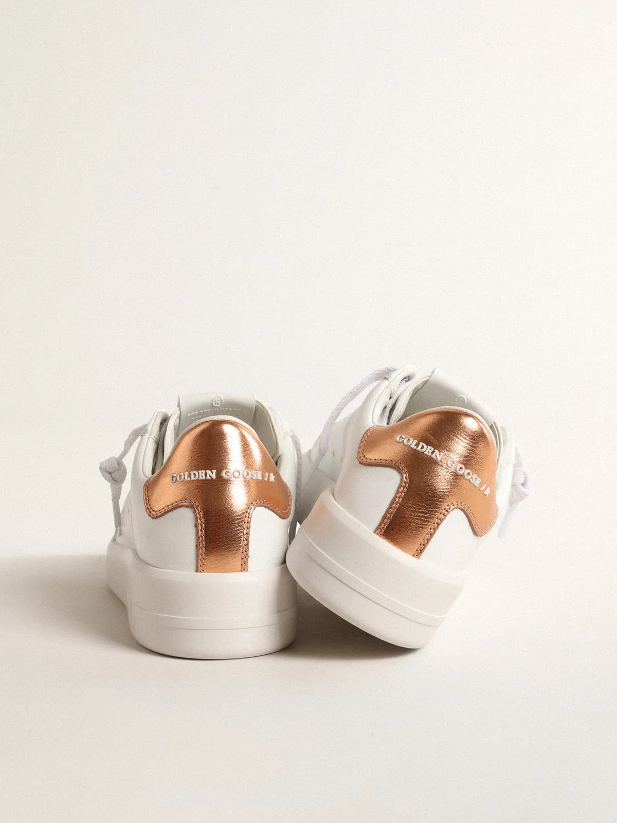 Purestar d’origine biologique avec contrefort en cuir lamé bronze | Golden Goose