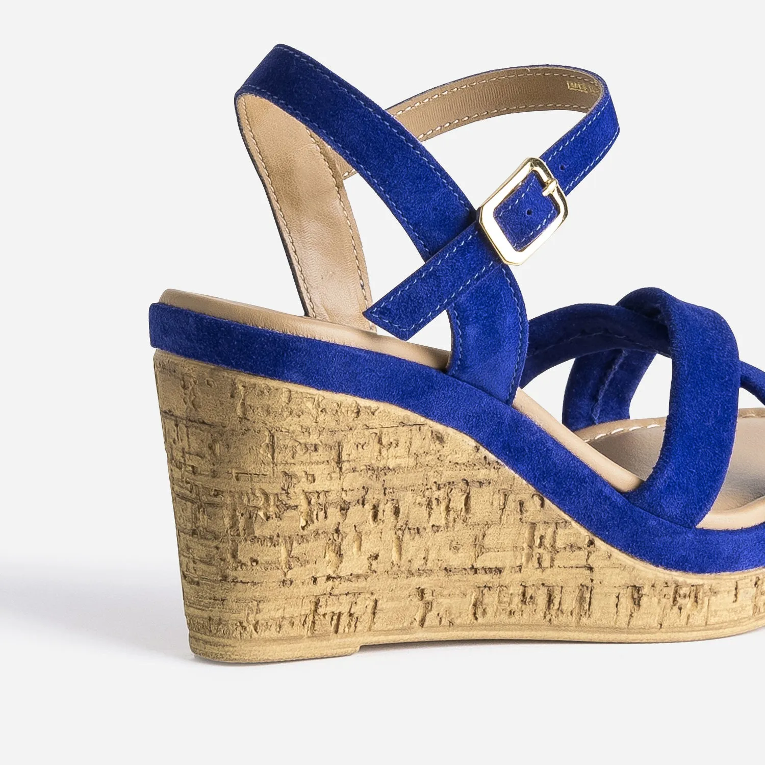 Royal Blue Suede Wedge Sandal - Women's Sandals | ERAM