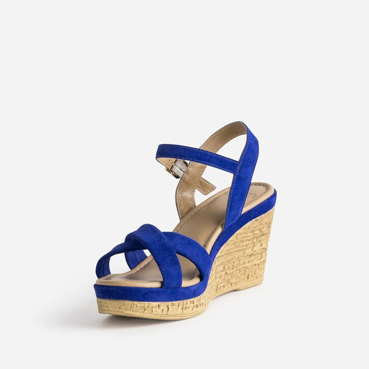 Royal Blue Suede Wedge Sandal - Women's Sandals | ERAM