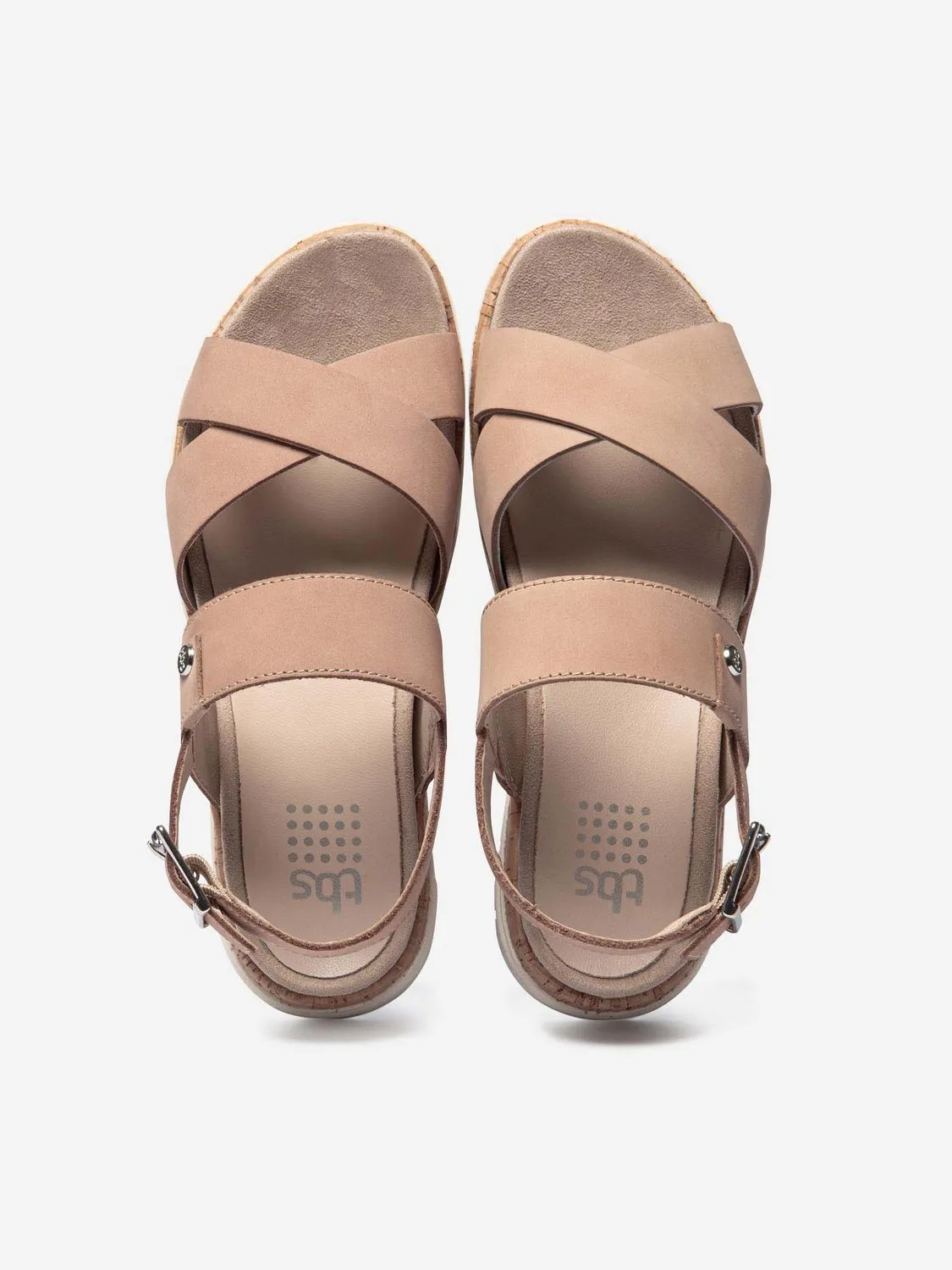Beige Leather Mid-Heel Women's Sandals by tbs