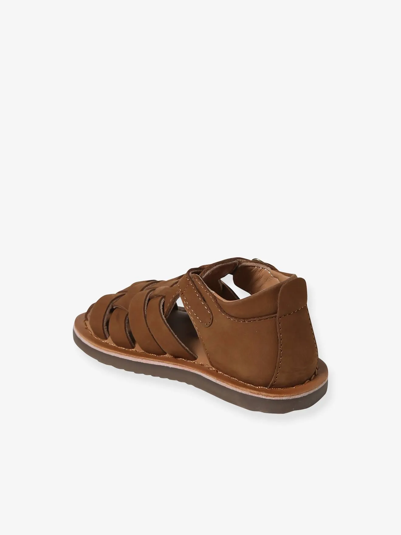 Brown Leather Closed-Toe Buckle Baby Sandals - Vertbaudet