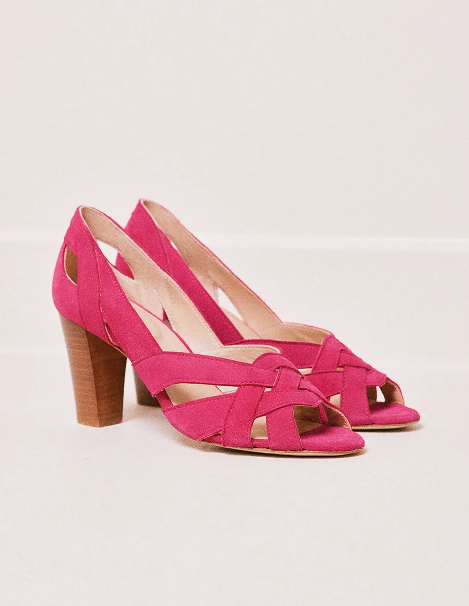 Sandales à talons Clémentine H - Suede fuchsia