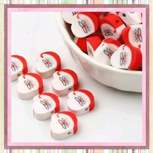 Santa Claus Christmas Beads 10mm x10