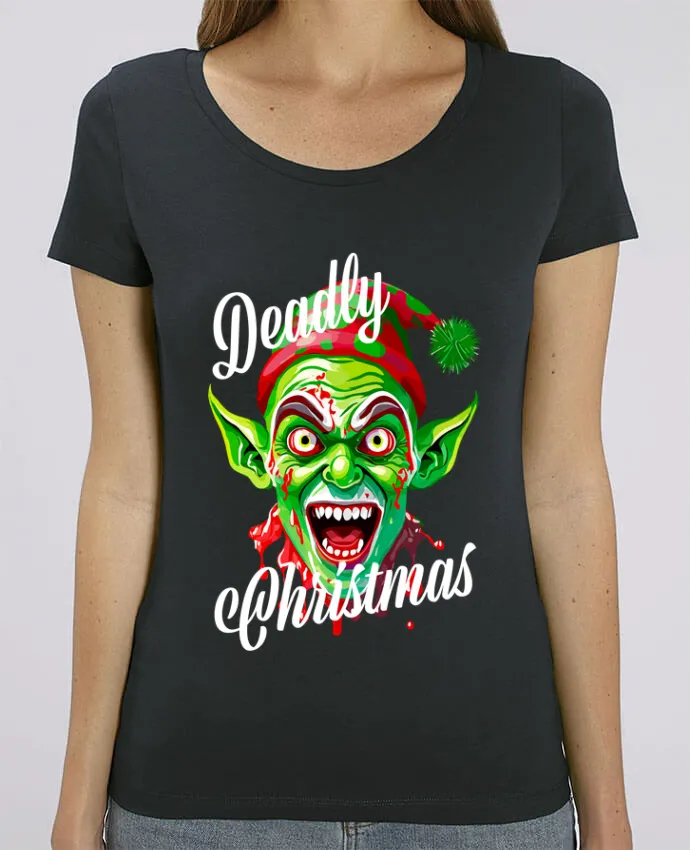 T-shirt Femme Lutin de Noël effrayant. Deadly Christmas par Featheart