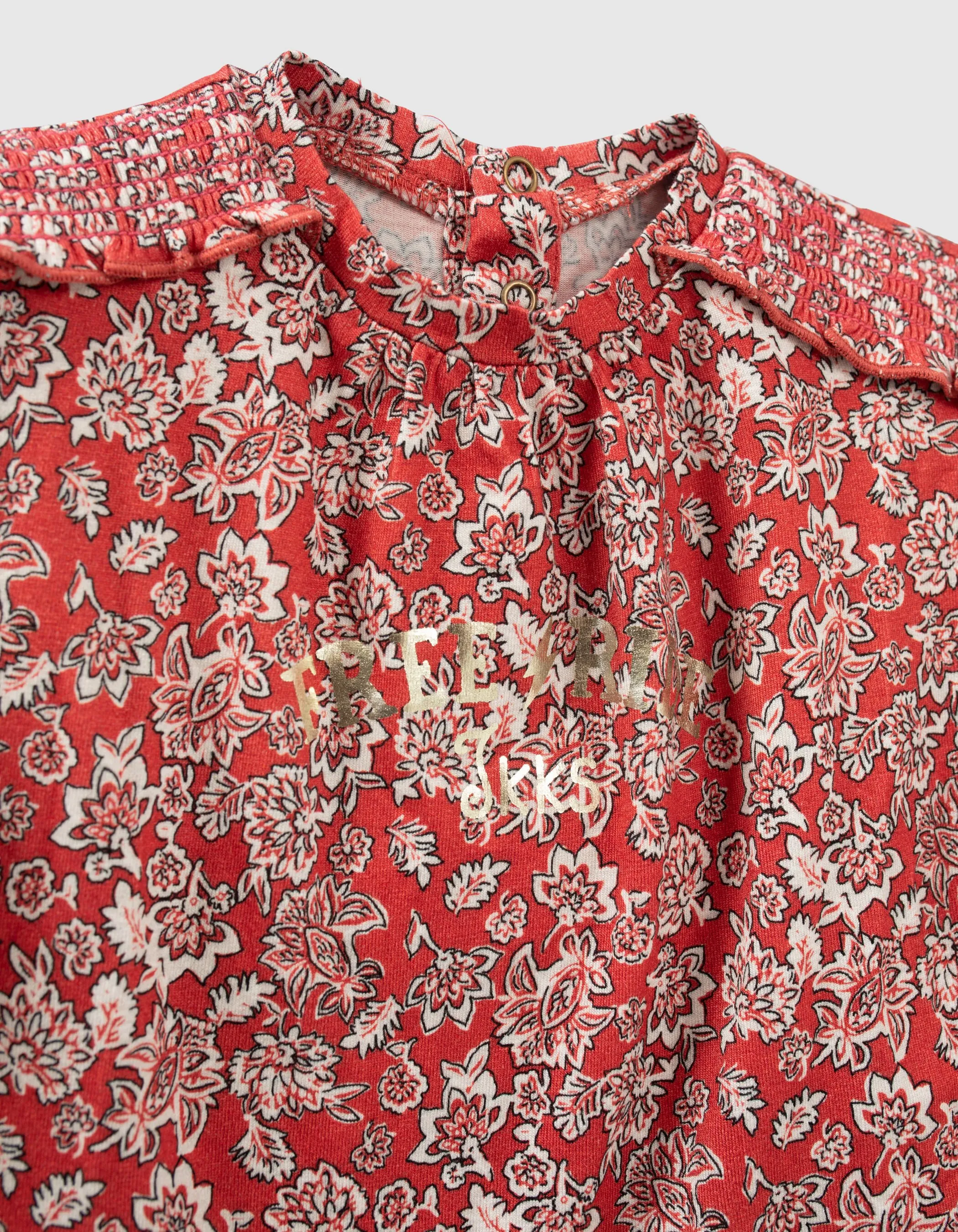 T-shirt rouge imprimé floral bébé fille