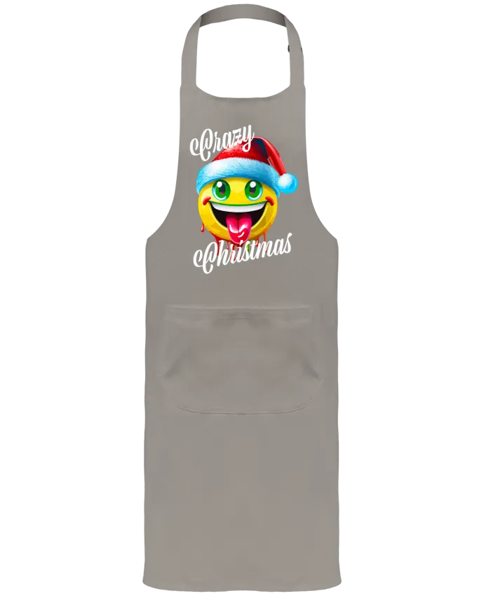 Tablier avec poches Emoji Noël tire la langue. Crazy Christmas par Featheart