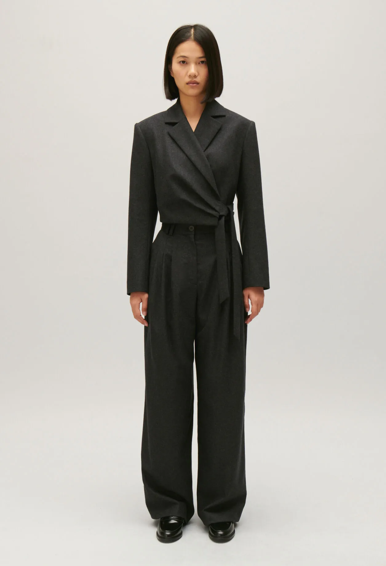 Tailleur court gris chiné Claudie FR.