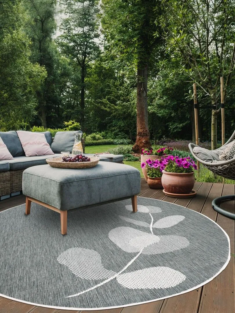Tapis exterieur EX1 D ROND REVERSIBLE OEKO-TEX® - Ecru