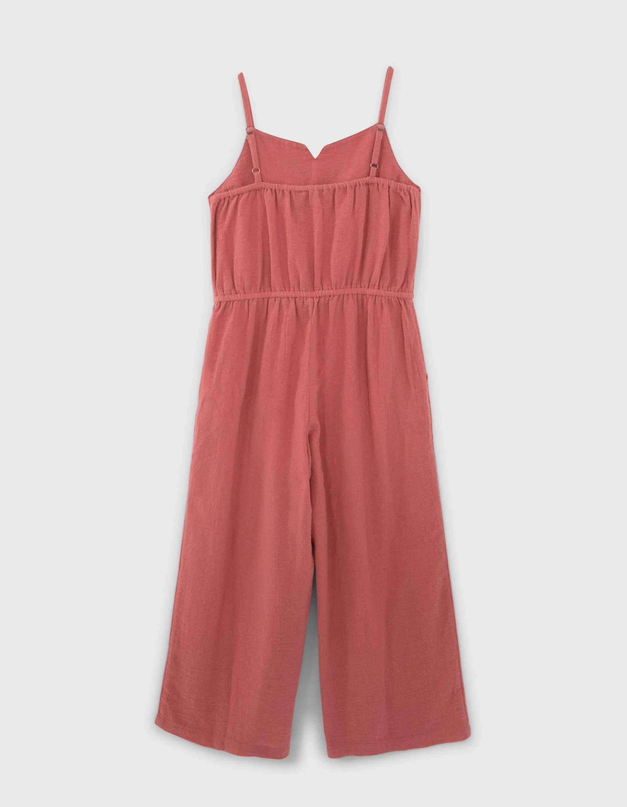 Terracotta embroidered girls' pantsuit.