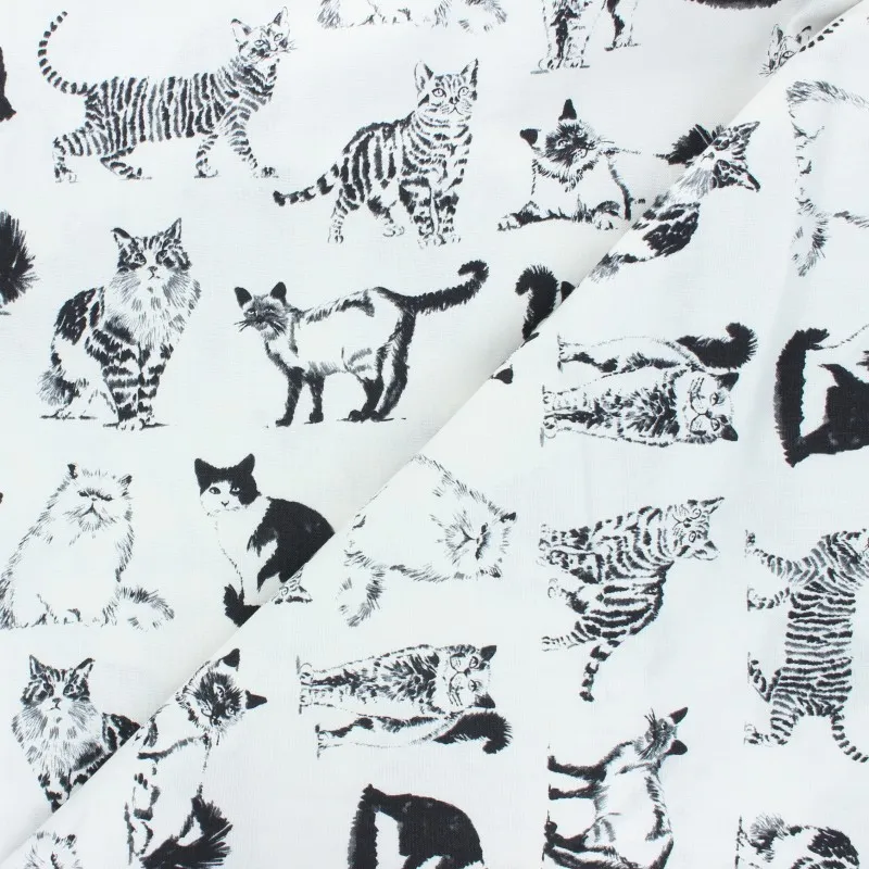 Timeless Treasures Cats Cotton Fabric - White