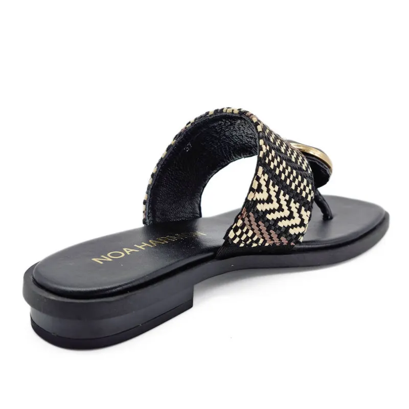Tong habillée femme en cuir et raphia - Noa Harmon - Scarpe