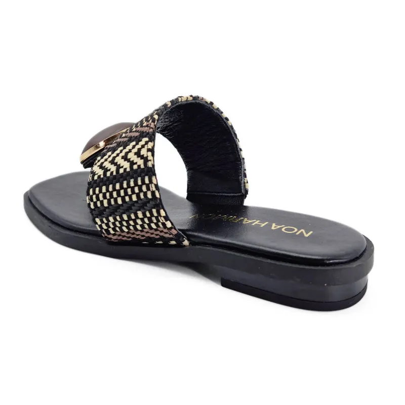 Tong habillée femme en cuir et raphia - Noa Harmon - Scarpe