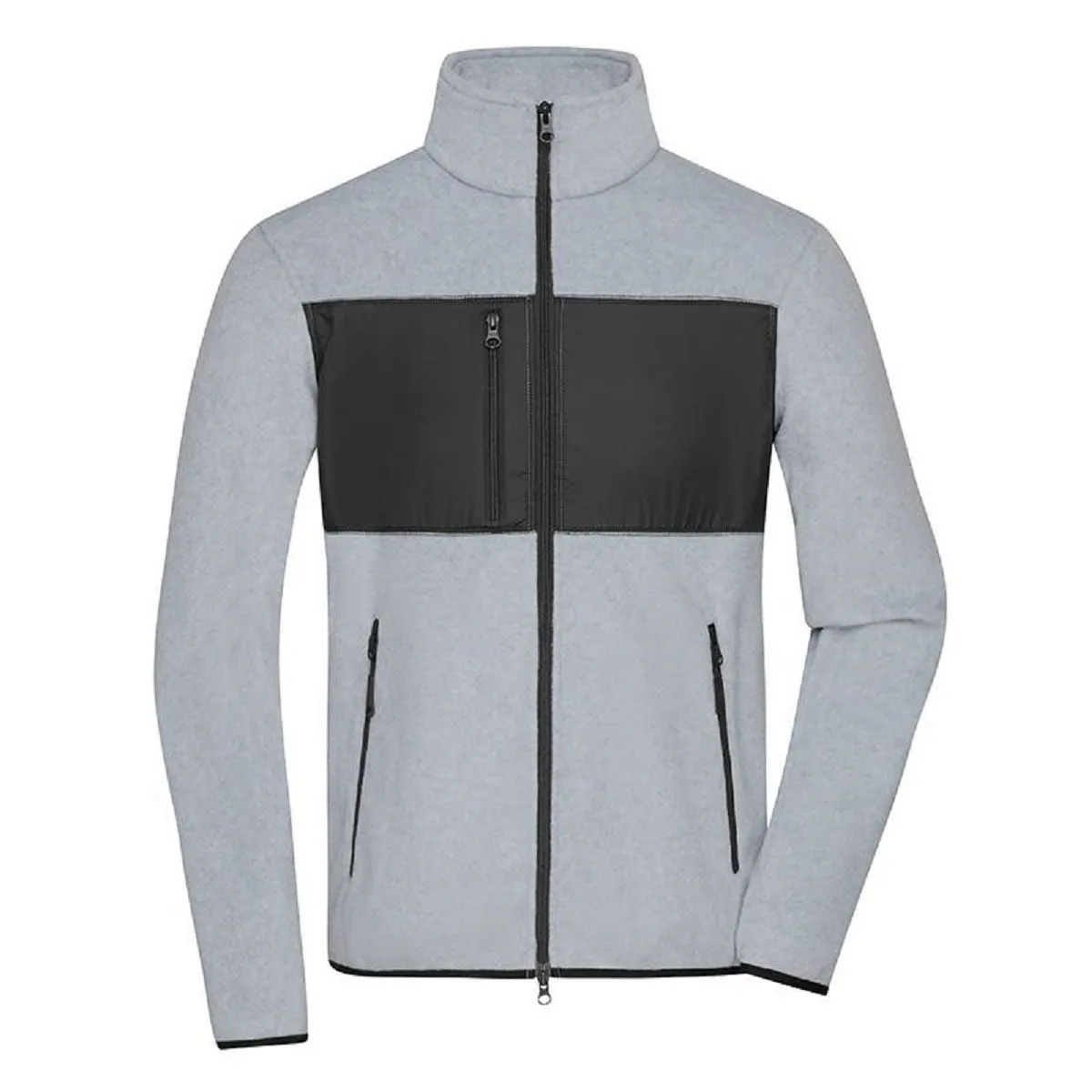 Casual Men's Long Sleeve Fleece Jacket - Light Gray Mix