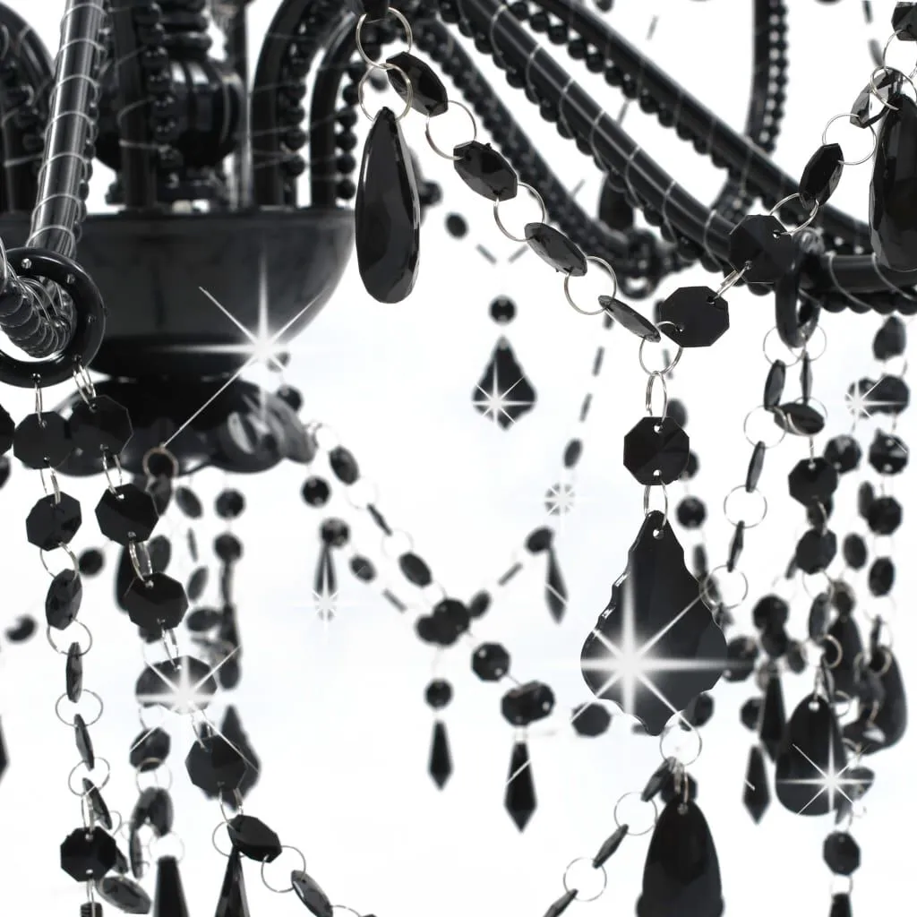 vidaXL Lustre à perles Noir 8 ampoules E14 | vidaxl-fr