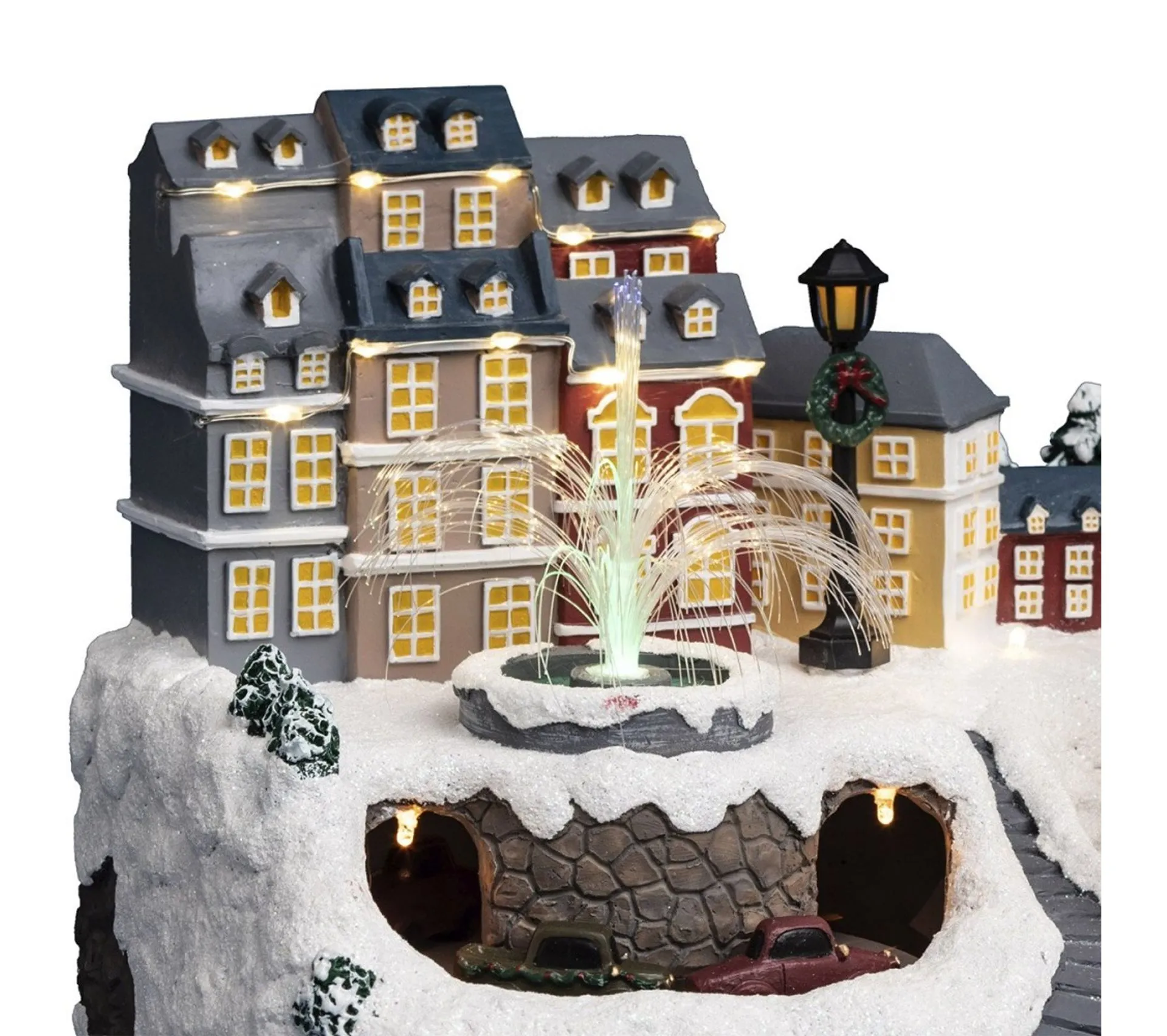 Village De Noël Toits Et Fontaine 36 LED
